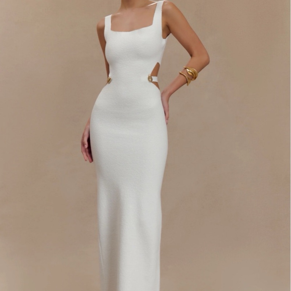 Elegant White Cut-Out Maxi Dress